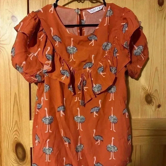 Girls flamingo decorated blouse size XS - Picture 3 of 6